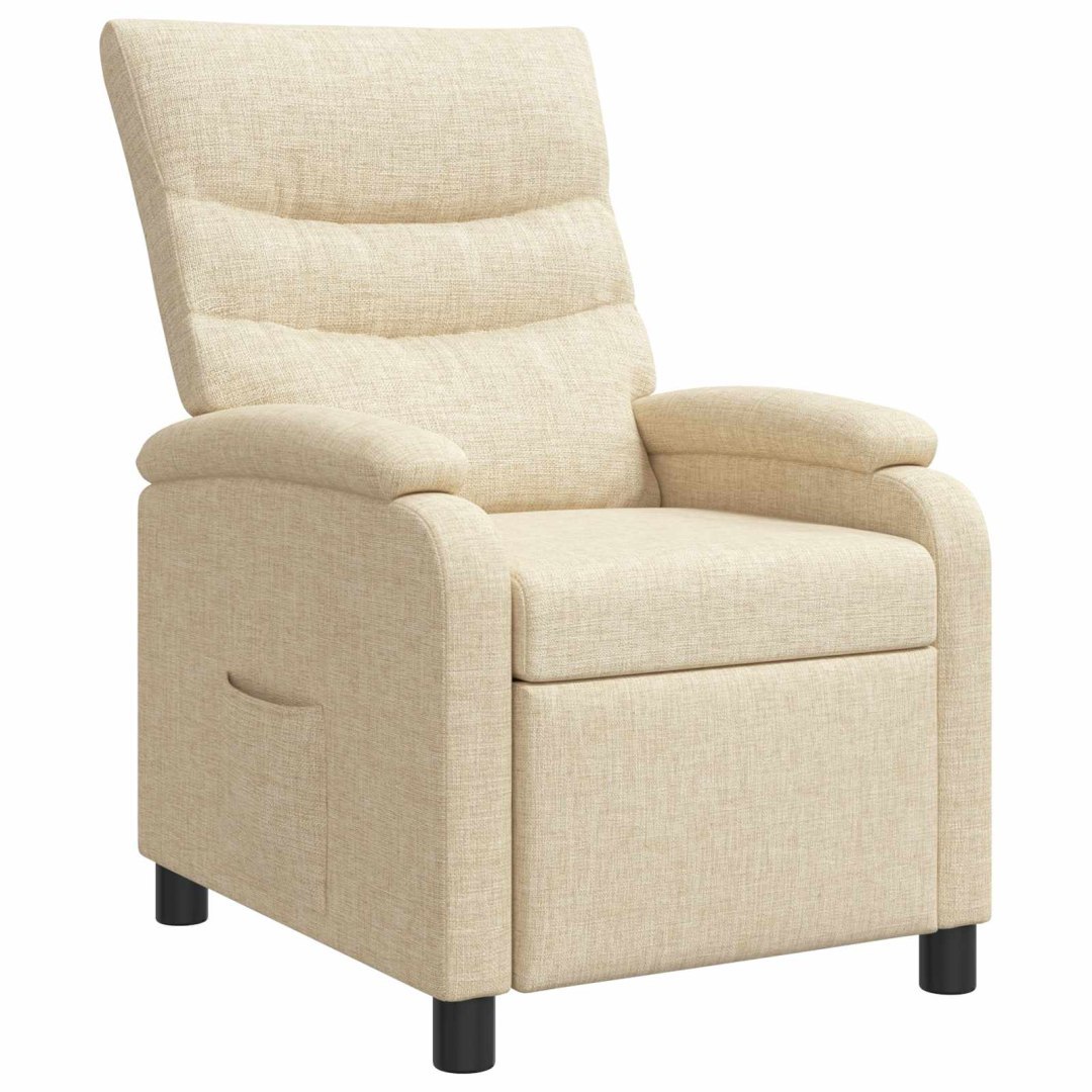 Fotel recliner kremowy tkanina