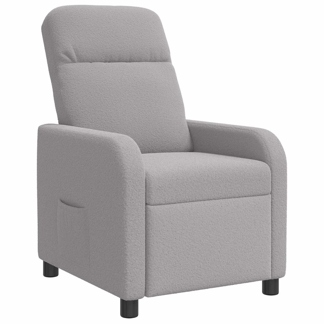 Fotel recliner jasnoszary Bouclé
