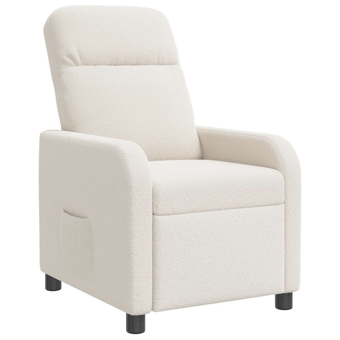 Fotel recliner kremowy Bouclé