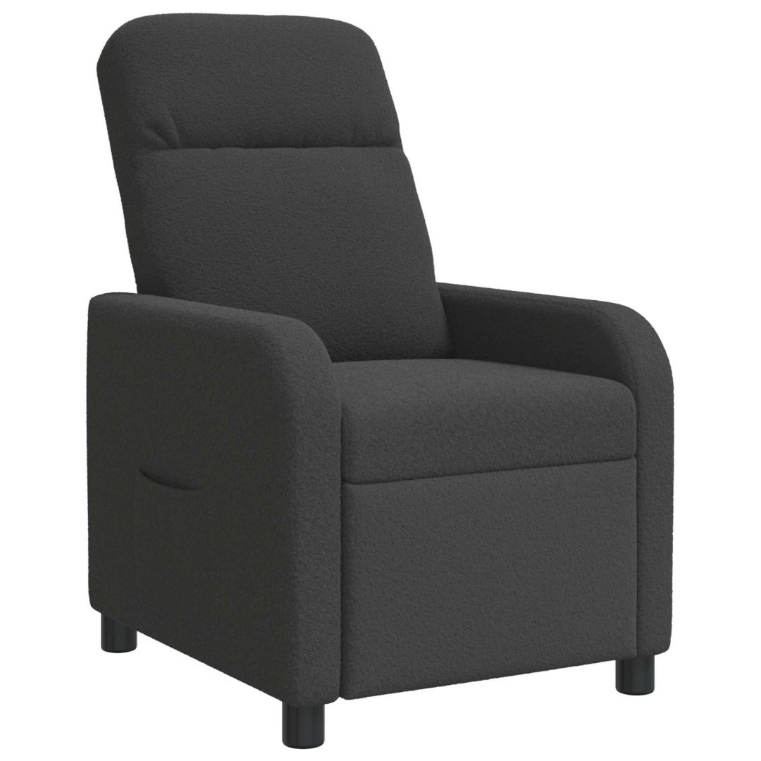 Fotel recliner ciemnoszary Bouclé