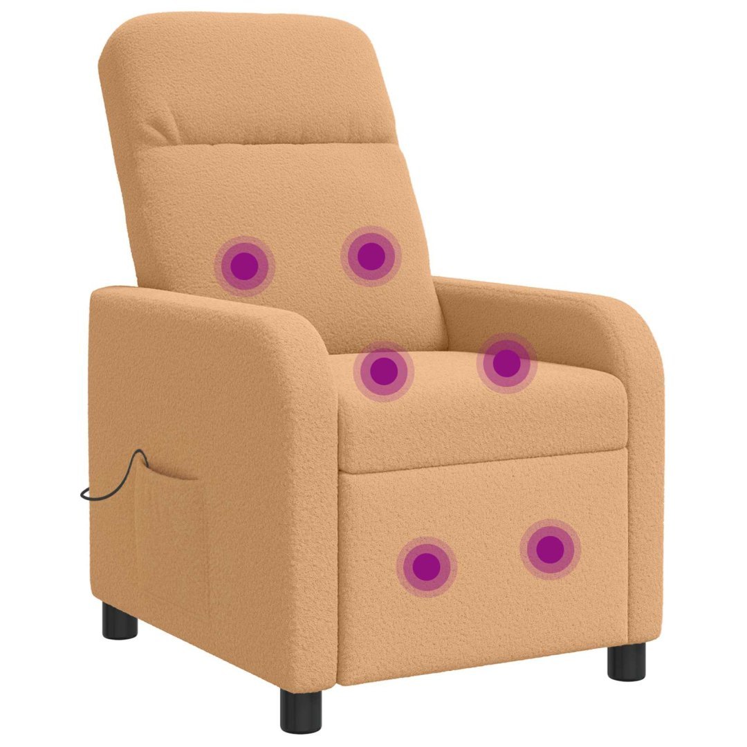 Fotel masujący Beżowy Bouclé