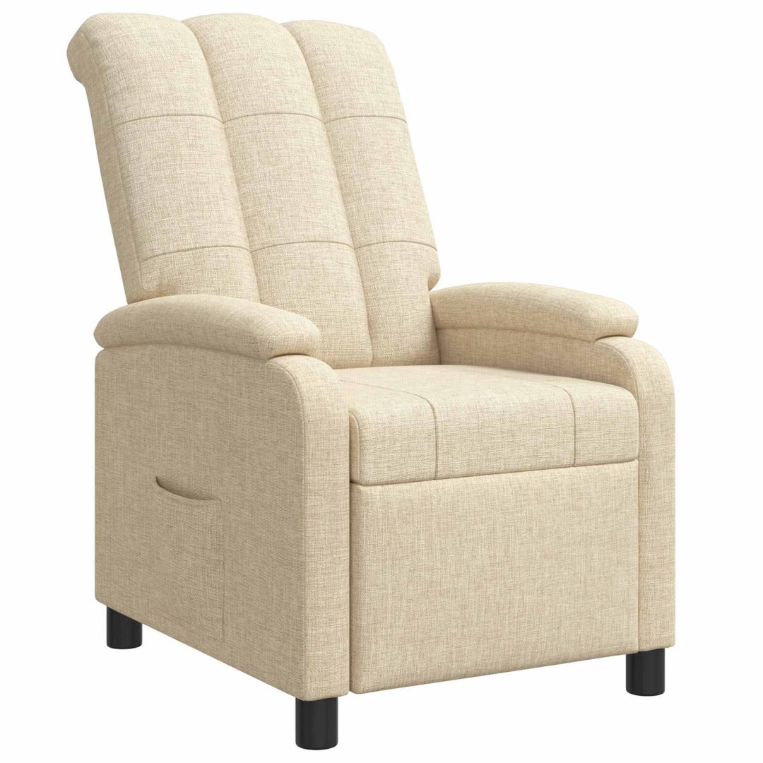 Fotel recliner kremowy tkanina