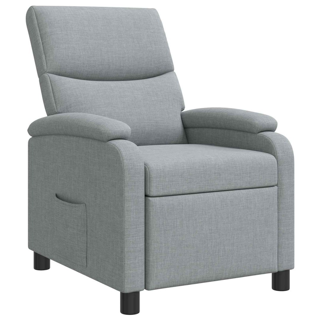 Fotel recliner jasnoszary tkanina