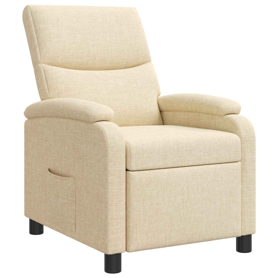 Fotel recliner kremowy tkanina