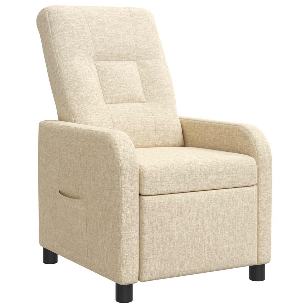 Fotel recliner kremowy tkanina