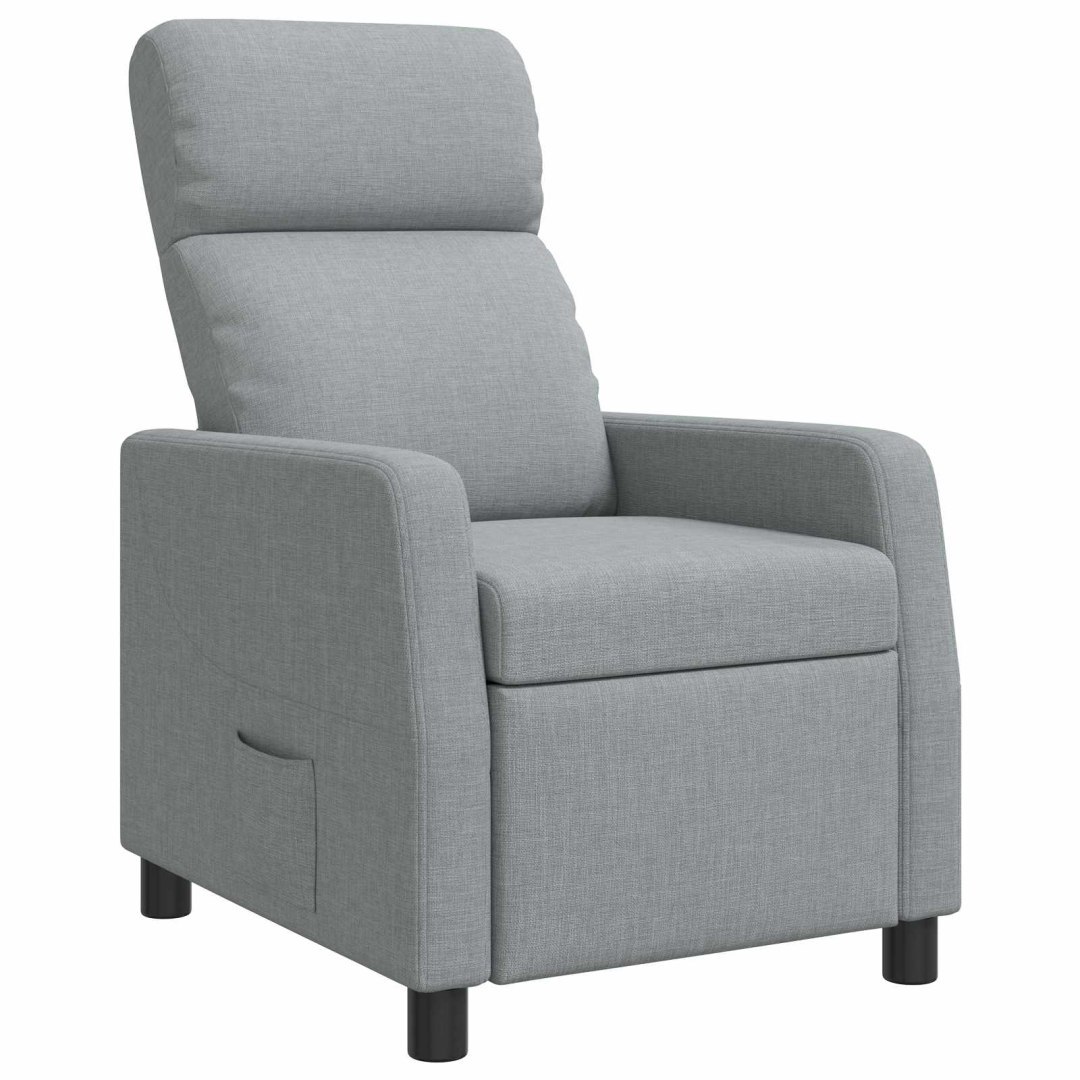 Fotel recliner jasnoszary tkanina