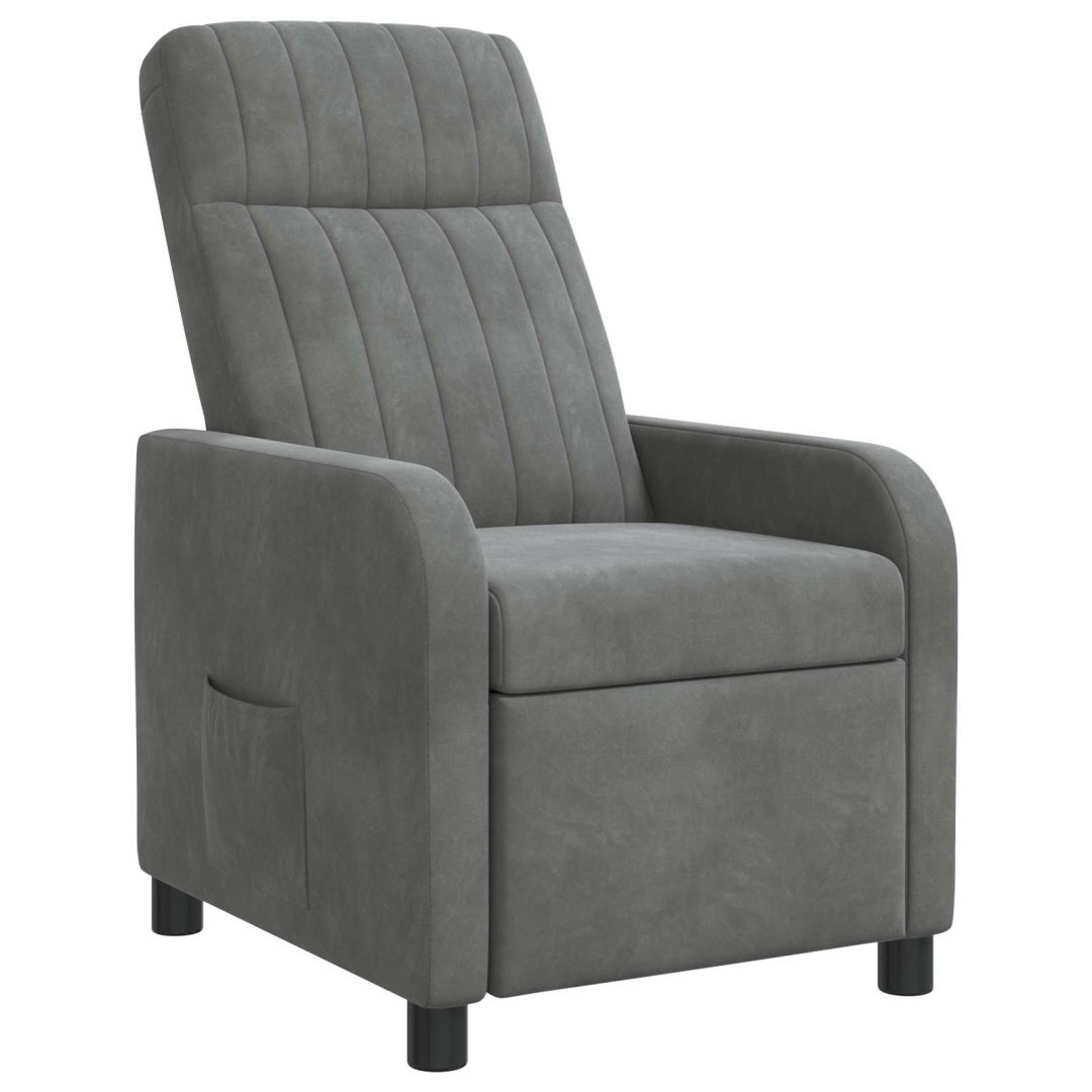 Fotel recliner ciemnoszary Welur