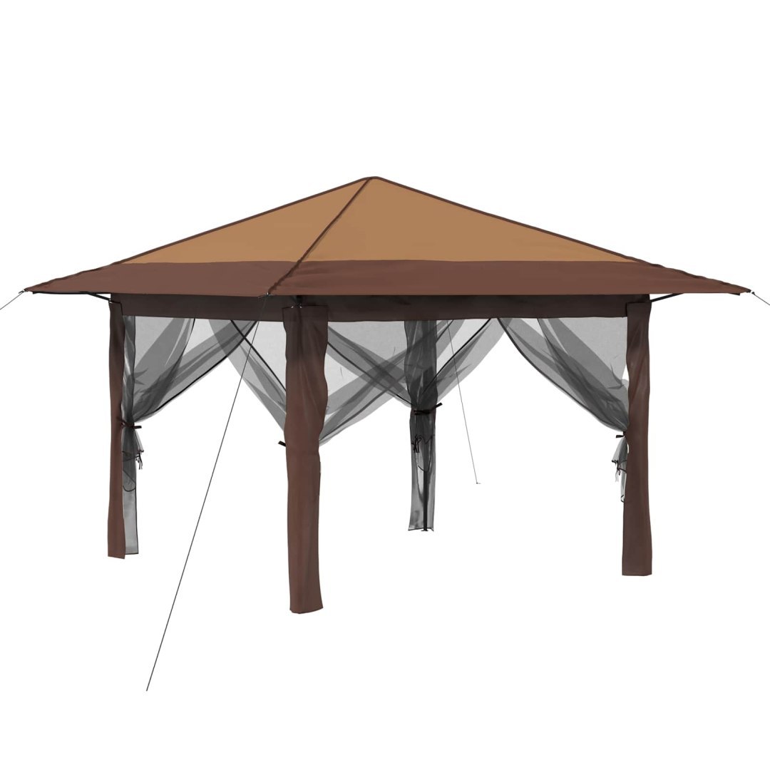 Gazebo z 4 Ścianami 3,3 x 3,3 m Beżowy i Brązowy