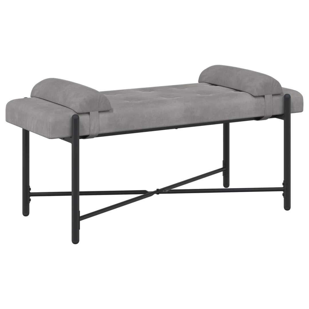 Ławka z guzikami i poduszkami jasnoszary 110 x 40 x 46 cm Welur