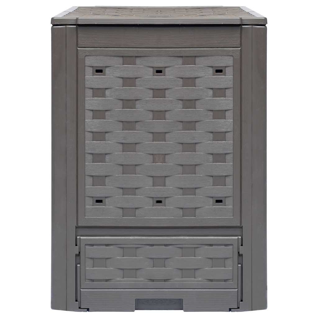Kompostownik, brązowy, 60x60x83 cm, 300 L, rattan z tworzywa