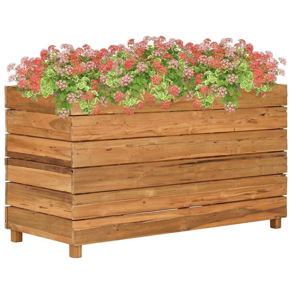 Podwyższona donica 100x40x55 cm drewno tekowe z recyklingu/stal
