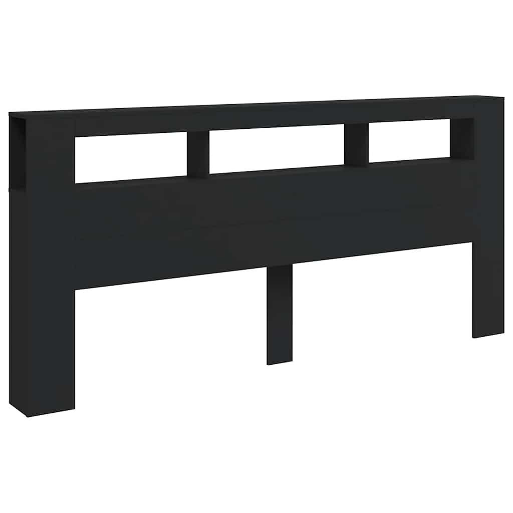 Wezgłowie łóżka z LED, czarne, 220x18,5x103,5 cm