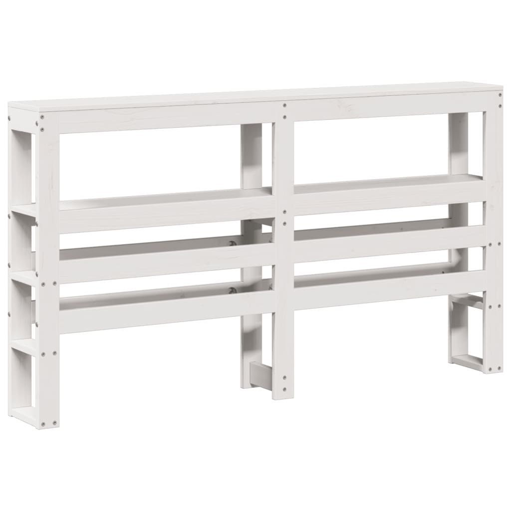 Wezgłowie do łóżka, z półkami, białe, 120 cm, drewno sosnowe