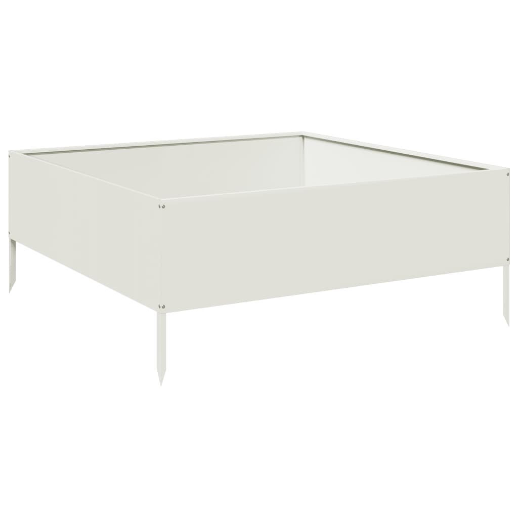 Podwyższona donica, biała, 100x100x41 cm, stal