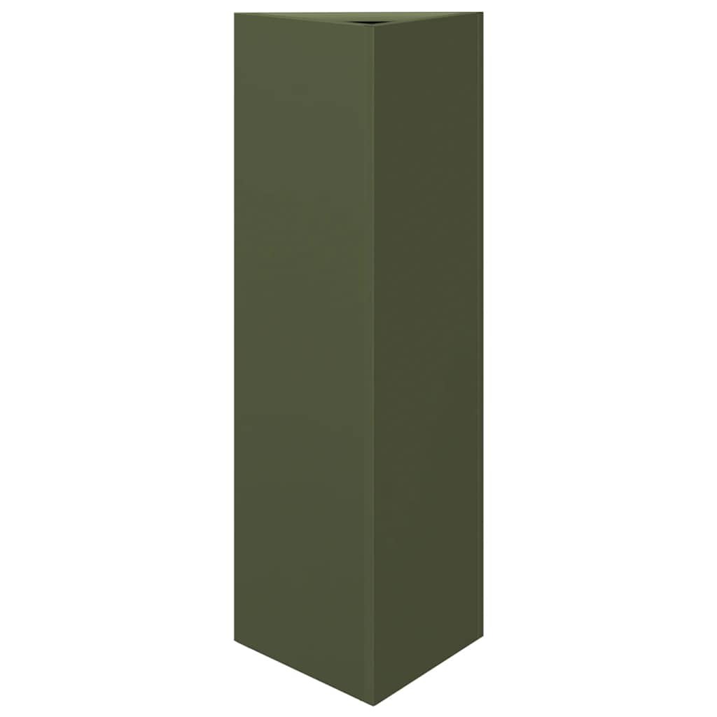 Donica ogrodowa, oliwkowa, trójkątna, 30x26x75 cm, stal