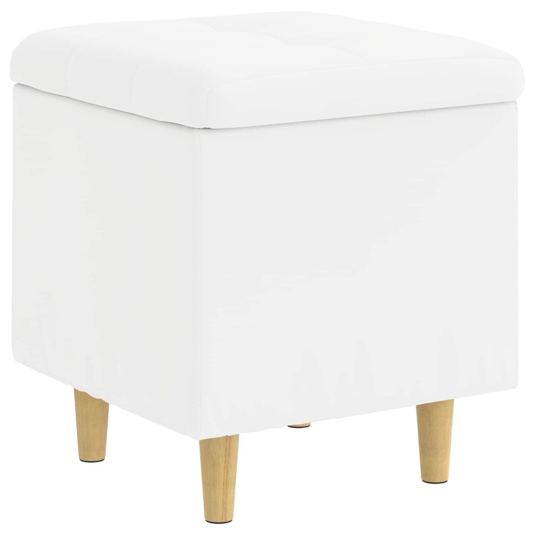 Ottoman z przechowalnią Biały 40 x 40 x 45 cm Skóra syntetyczna