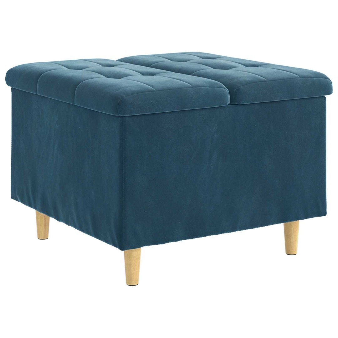 Ottoman z przechowalnią Niebieski 60 x 60 x 45 cm Aksamit