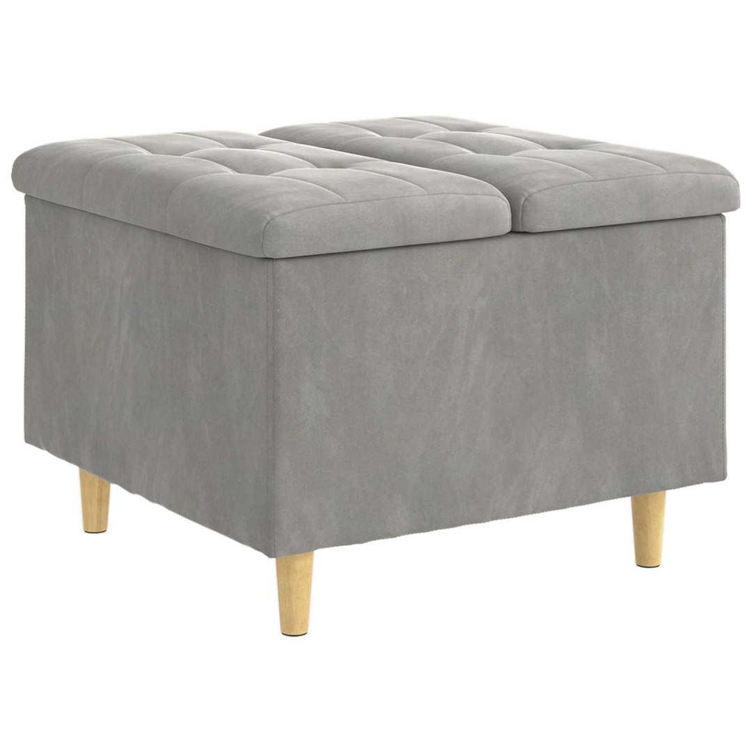 Ottoman z przechowalnią Jasnoszary 60 x 60 x 45 cm Aksamit