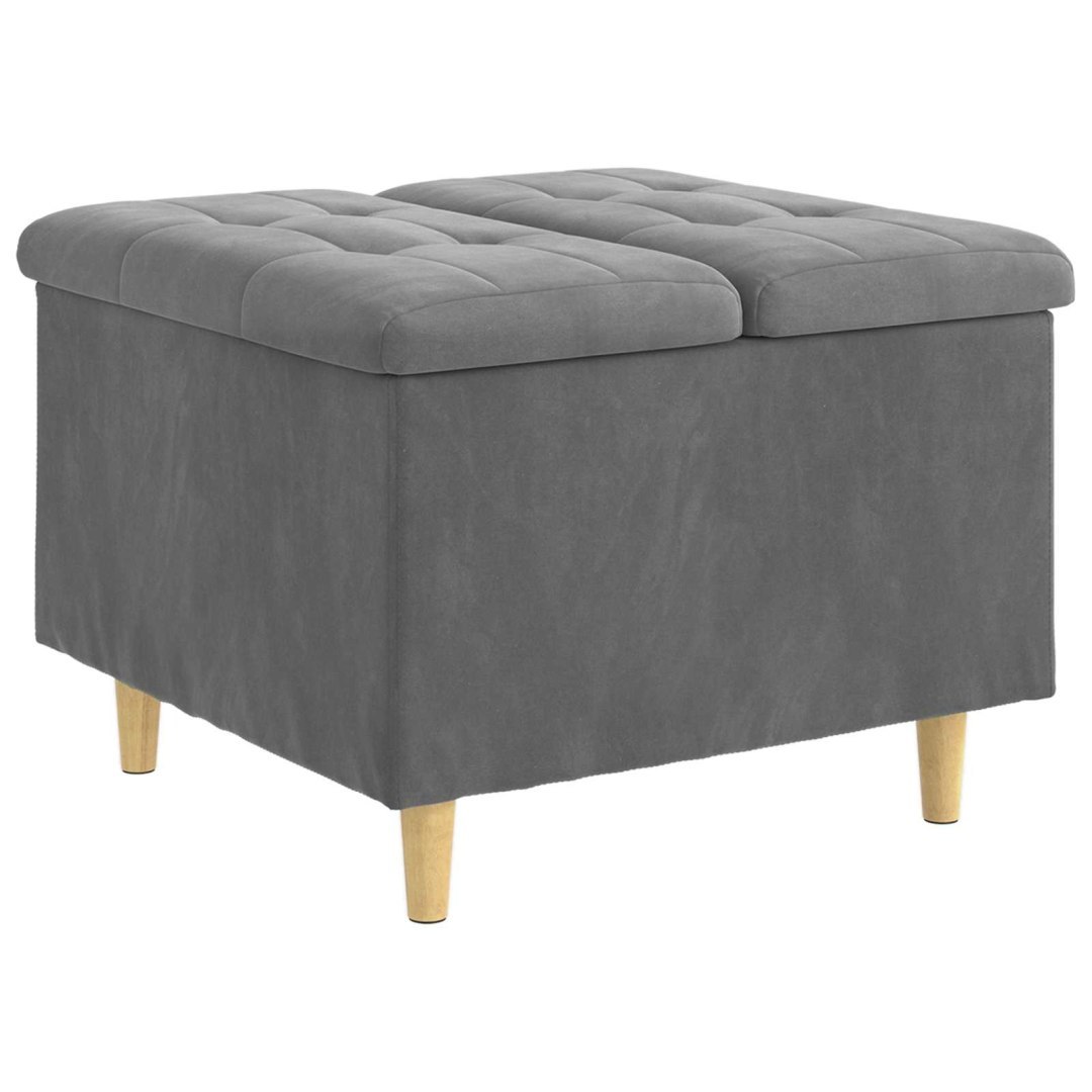 Ottoman z przechowalnią Ciemnoszary 60 x 60 x 45 cm Aksamit
