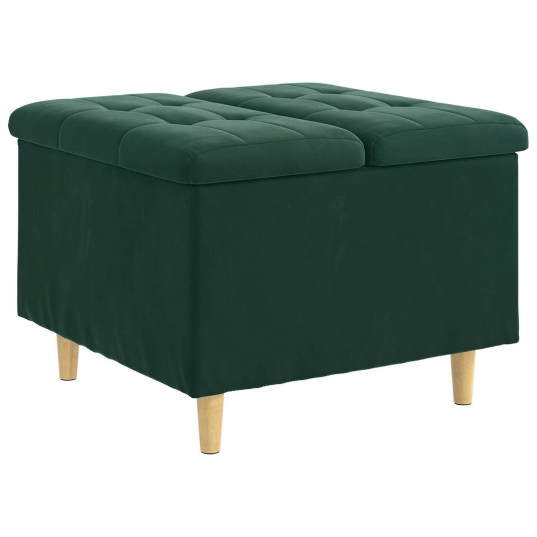 Ottoman z przechowalnią Ciemna zieleń 60 x 60 x 45 cm Aksamit