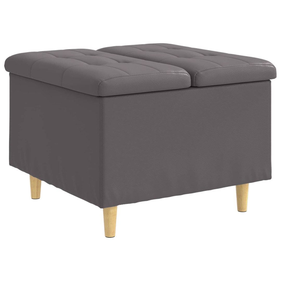 Ottoman z przechowalnią Szary 60 x 60 x 45 cm Skóra syntetyczna