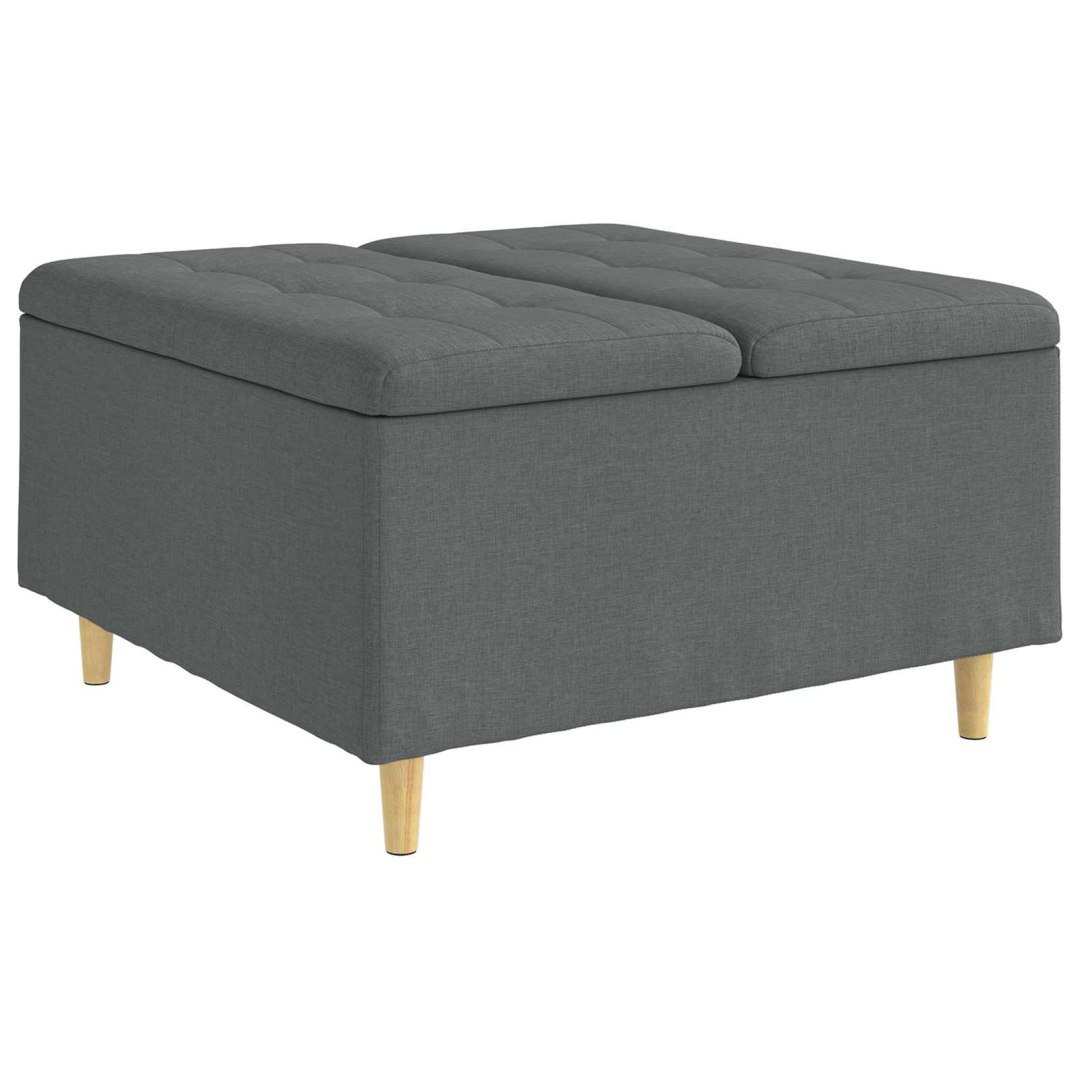 Ottoman z przechowalnią Ciemnoszary 80 x 80 x 45 cm tkanina