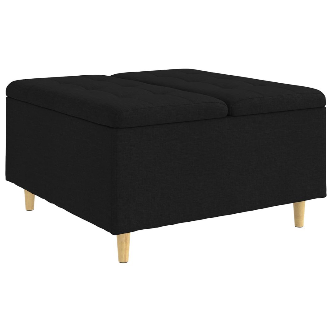 Ottoman z przechowalnią Czarny 80 x 80 x 45 cm tkanina