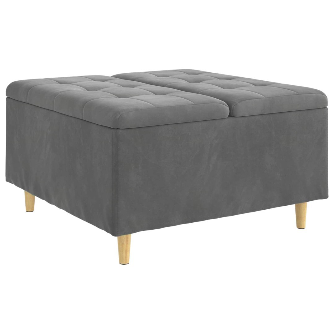Ottoman z przechowalnią Ciemnoszary 80 x 80 x 45 cm Aksamit