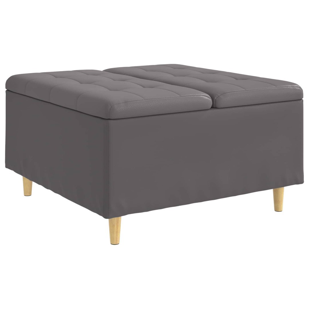 Ottoman z przechowalnią Szary 80 x 80 x 45 cm Skóra syntetyczna