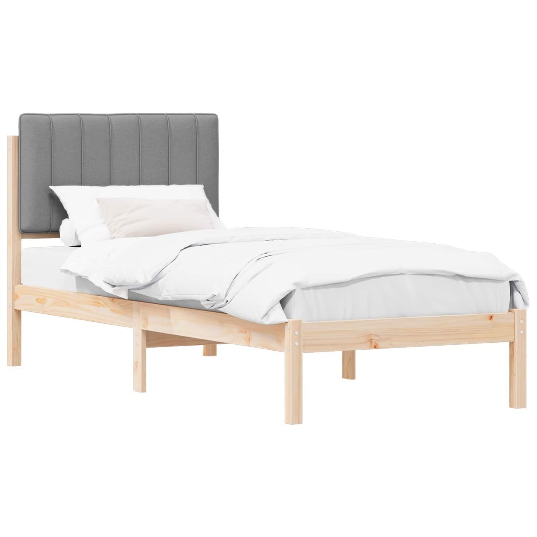 Ramka łóżka z tapicerowanym wezgłowiem Jasnoszary 75 x 190 cm