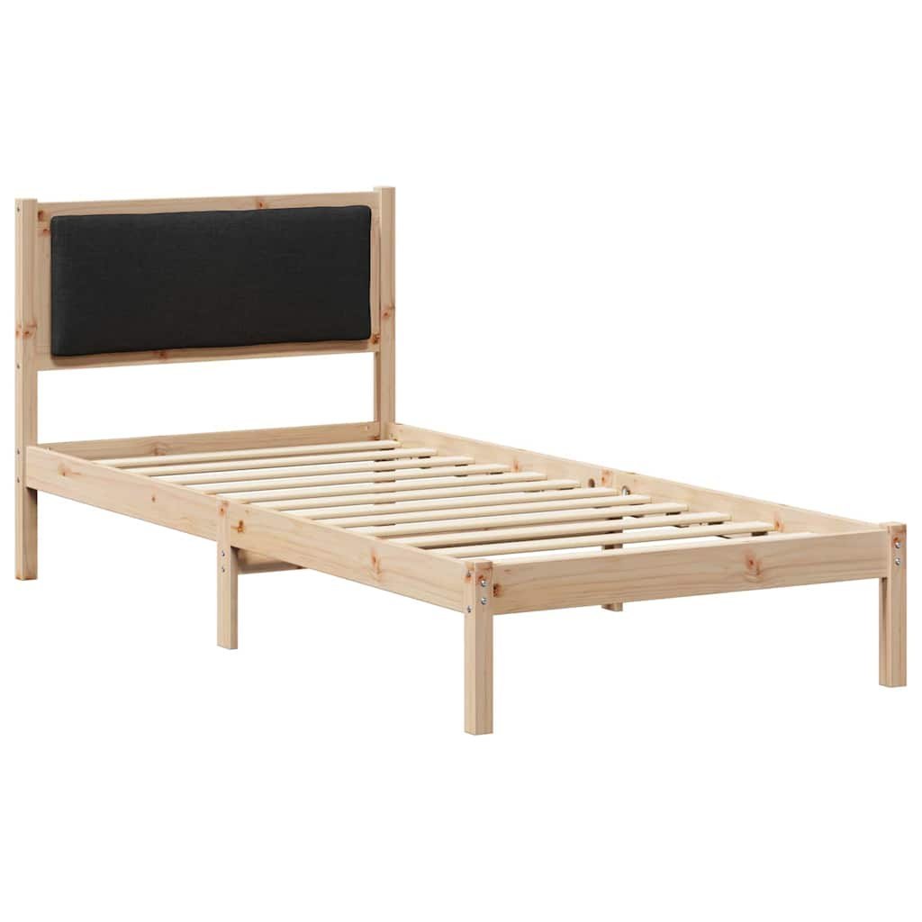 Ramka łóżka Z zagłówkiem Czarny 90 x 200 cm Lite drewno sosnowe