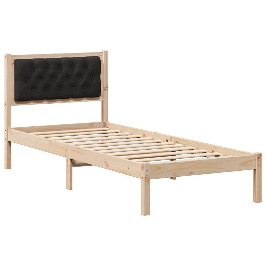 Ramka łóżka Z zagłówkiem Czarny 80 x 200 cm Lite drewno sosnowe