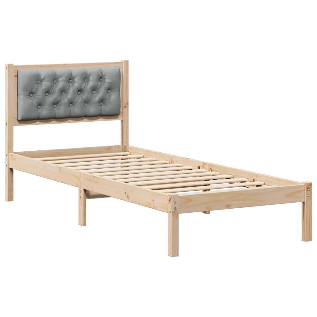 Ramka łóżka Jasnoszary 75 x 190 cm Lite drewno sosnowe