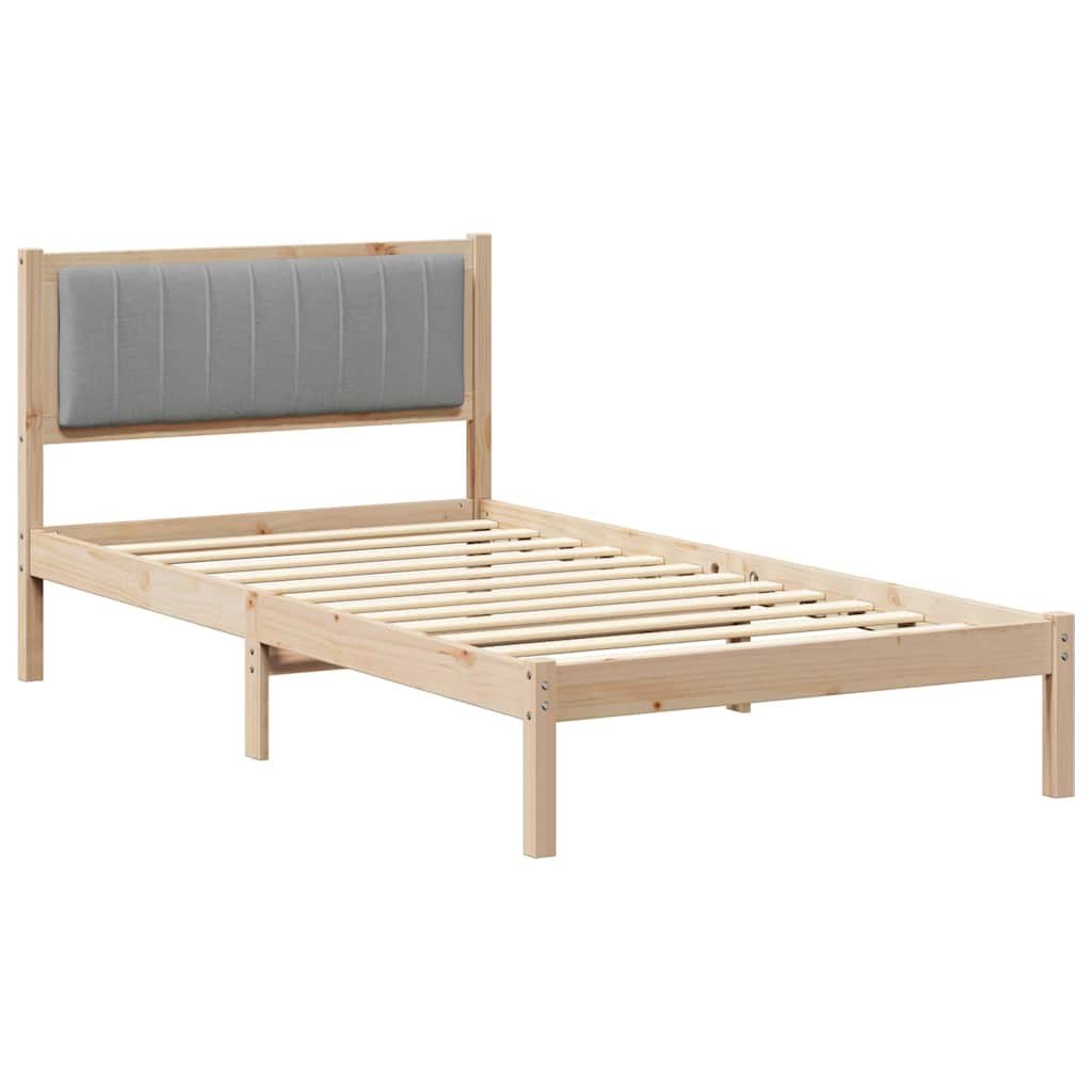 Ramka łóżka z tapicerowanym wezgłowiem Jasnoszary 100 x 200 cm