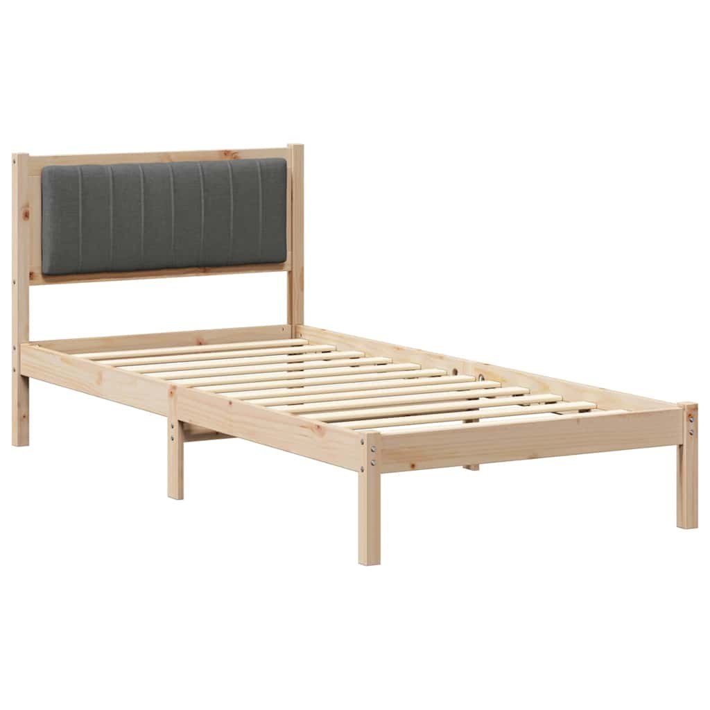Ramka łóżka z tapicerowanym wezgłowiem Ciemnoszary 90 x 200 cm