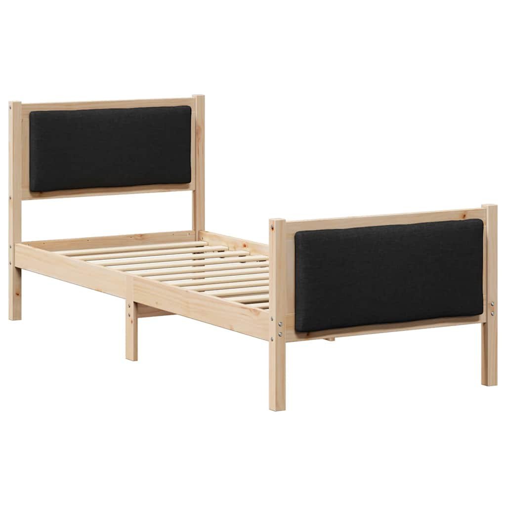 Ramka łóżka Z zagłówkiem Czarny 75 x 190 cm tkanina