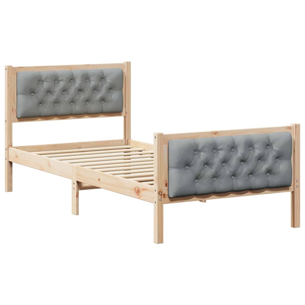Ramka łóżka Jasnoszary 90 x 190 cm Lite drewno sosnowe