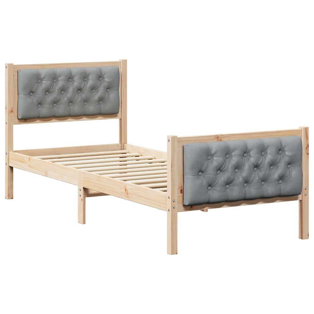 Ramka łóżka jasnoszary 75 x 190 cm Lite drewno sosnowe