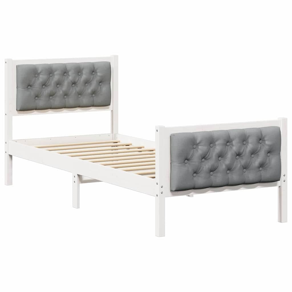 Ramka łóżka jasnoszary 75 x 190 cm Lite drewno sosnowe