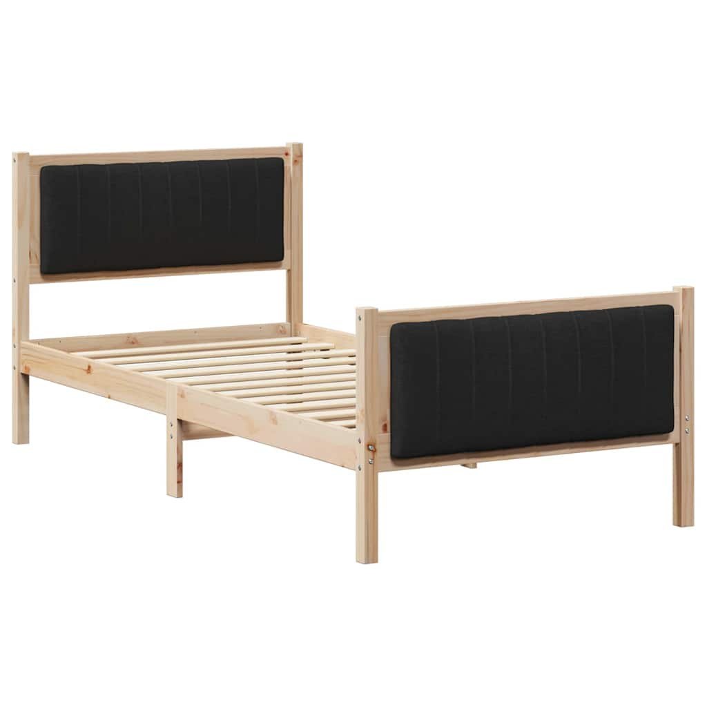 Rama łóżka brązowo-czarny 90 x 200 cm Lite drewno sosnowe