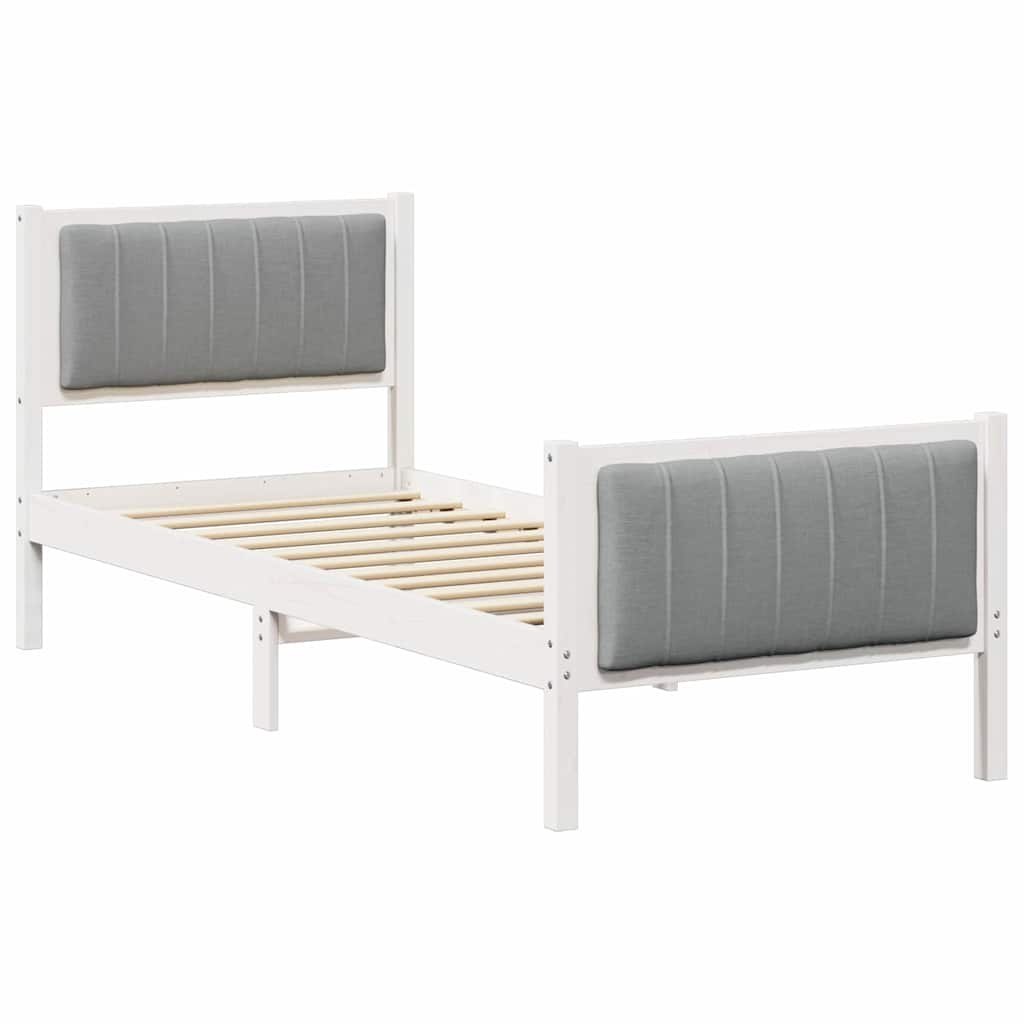 Rama łóżka Biały i jasnoszary 80 x 200 cm Lite drewno sosnowe