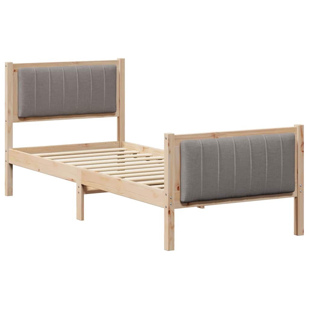 Rama łóżka Brązowy i taupe 75 x 190 cm Lite drewno sosnowe