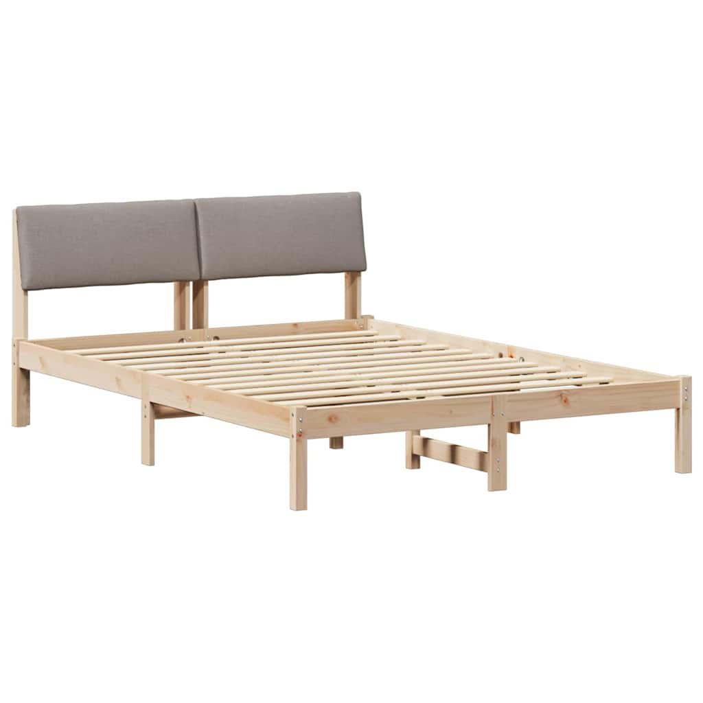 Rama łóżka Brązowy i taupe 140 x 200 cm Lite drewno sosnowe