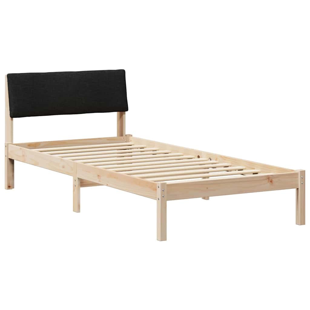 Rama łóżka brązowo-czarny 90 x 200 cm Lite drewno sosnowe