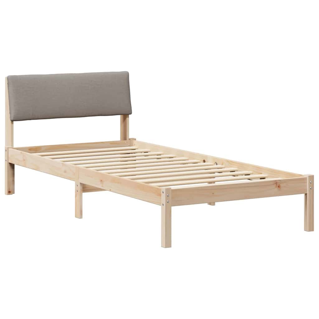 Rama łóżka Brązowy i taupe 90 x 190 cm Lite drewno sosnowe