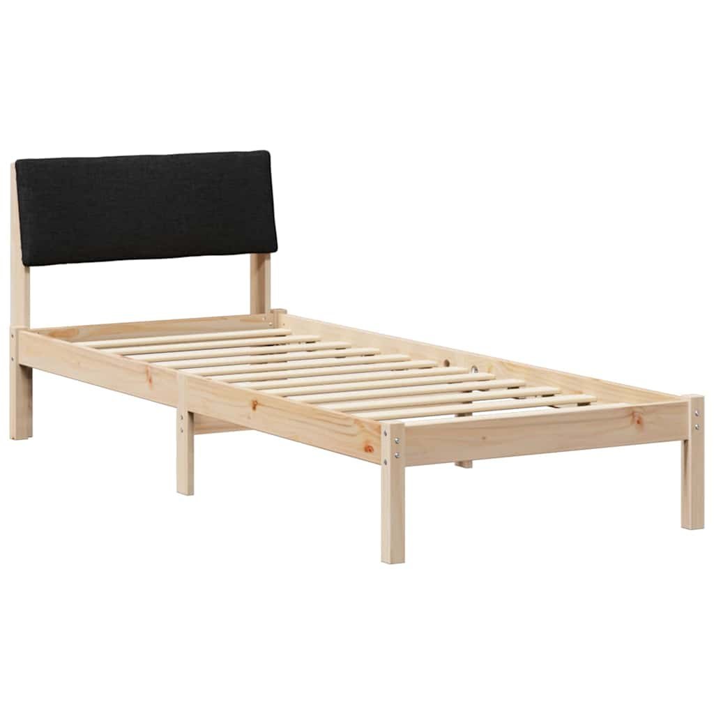 Rama łóżka brązowo-czarny 75 x 190 cm Lite drewno sosnowe