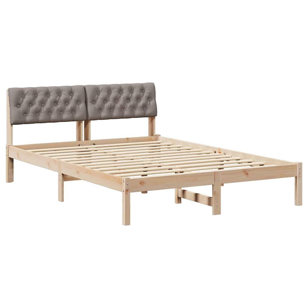 Rama łóżka Brązowy i taupe 140 x 200 cm Lite drewno sosnowe