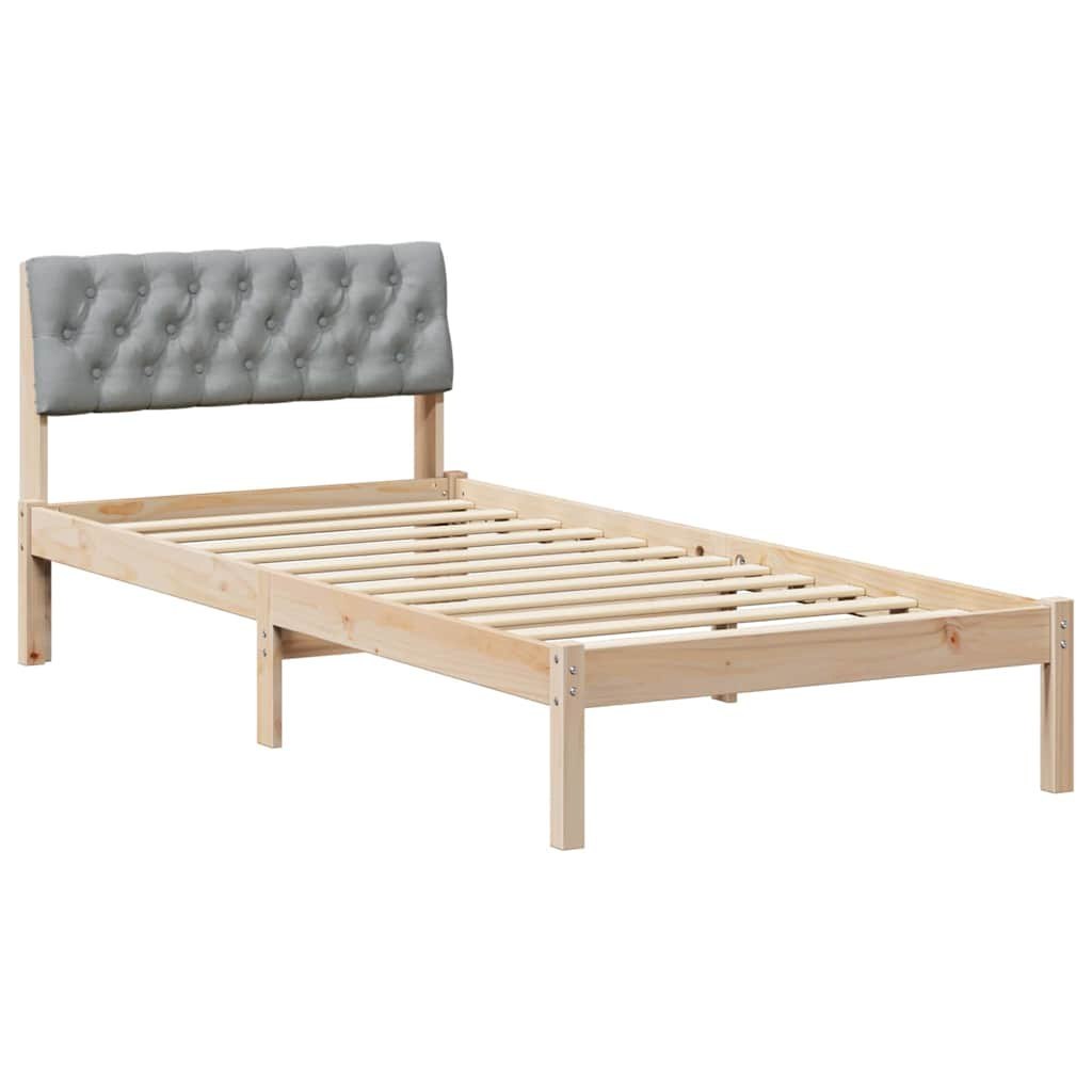 Rama łóżka Brązowy i jasnoszary 90 x 190 cm Lite drewno sosnowe