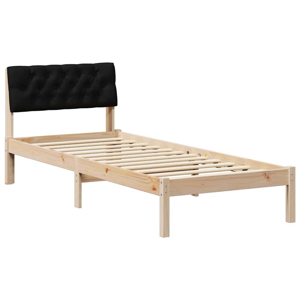 Rama łóżka brązowo-czarny 75 x 190 cm Lite drewno sosnowe