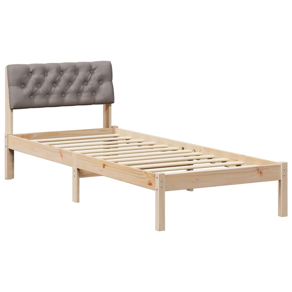 Rama łóżka Brązowy i taupe 75 x 190 cm Lite drewno sosnowe